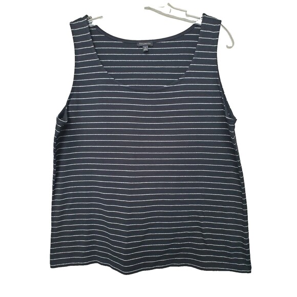 Talbots Black w/Silver Shimmer Stripes Cotton/Spandex Tank Top Size XL - Picture 1 of 4